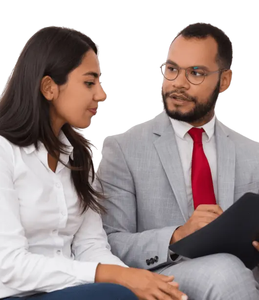 Two professionals in a consultation meeting